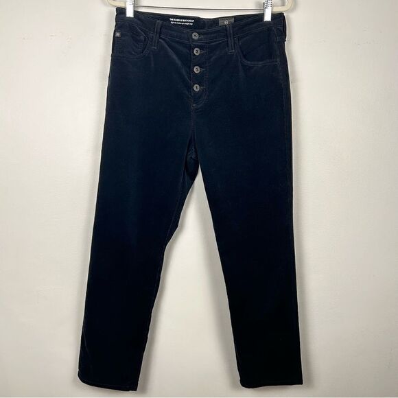 NWOT AG Adriano Goldschmied Isabelle Button-Up Velvet Straight Crop Jeans - Picture 3 of 13